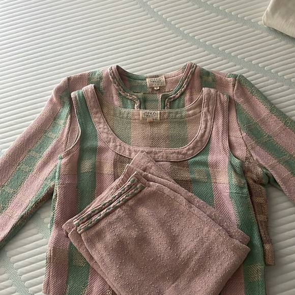 Vtg 90's  3 piece set  ZONDA NELLIS   Shell Top script Blouse S - Picture 3 of 11